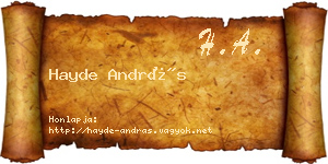 Hayde András névjegykártya